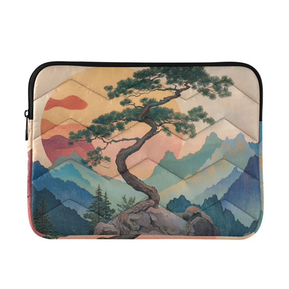 FORMRS 15-15.6 inch Laptop Sleeve Case Soft Carrying Quilted Computer Bag Cover, Pine Tree at Dawn