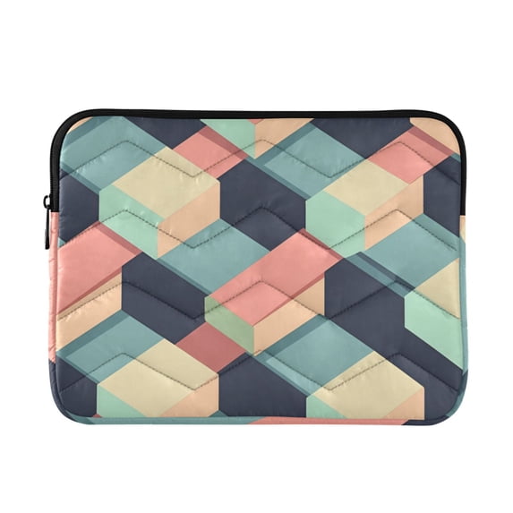 FORMRS 15-15.6 inch Laptop Sleeve Case Soft Carrying Quilted Computer Bag Cover, Pink Cubes