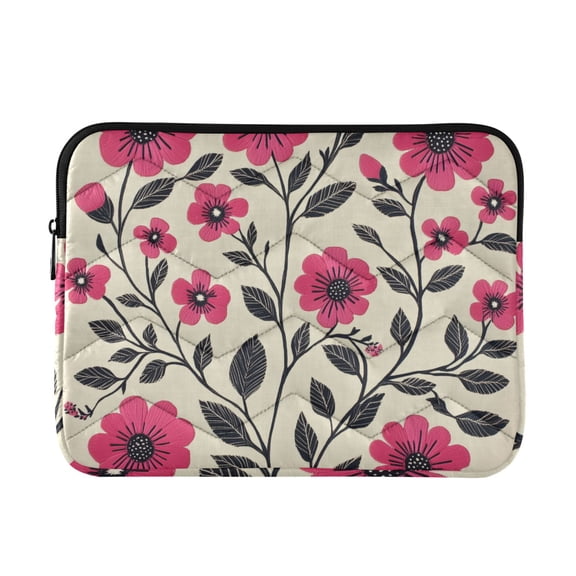 FORMRS 15"-15.6" Laptop Sleeve Protective Case Soft Carrying Quilted Computer Bag Cover, Pink Flowers