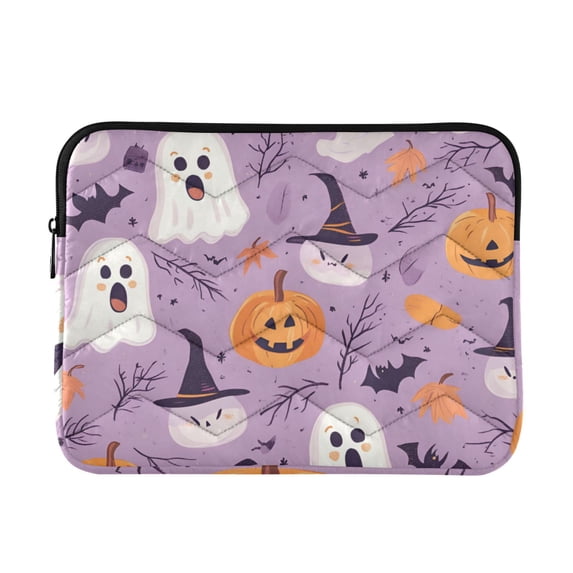 FORMRS 15"-15.6" Laptop Sleeve Protective Case Soft Carrying Quilted Computer Bag Cover, Purple Cute Halloween