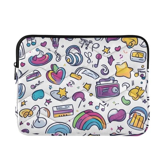 FORMRS 15-15.6 inch Laptop Sleeve Case Soft Carrying Quilted Computer Bag Cover, Purple Doodle Pattern