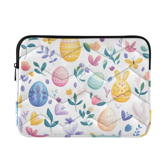 FORMRS 15"-15.6" Laptop Sleeve Protective Case Soft Carrying Quilted Computer Bag Cover, Purple Easter Eggs