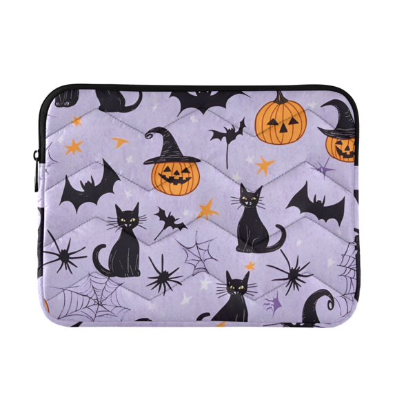FORMRS 15-15.6 inch Laptop Sleeve Case Soft Carrying Quilted Computer Bag Cover, Purple Halloween Pumpkin