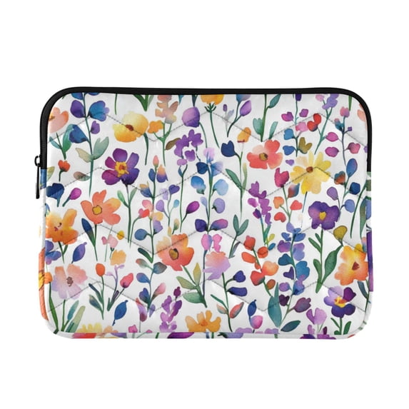 FORMRS 15-15.6 inch Laptop Sleeve Case Soft Carrying Quilted Computer Bag Cover, Purple Wildflower Pattern