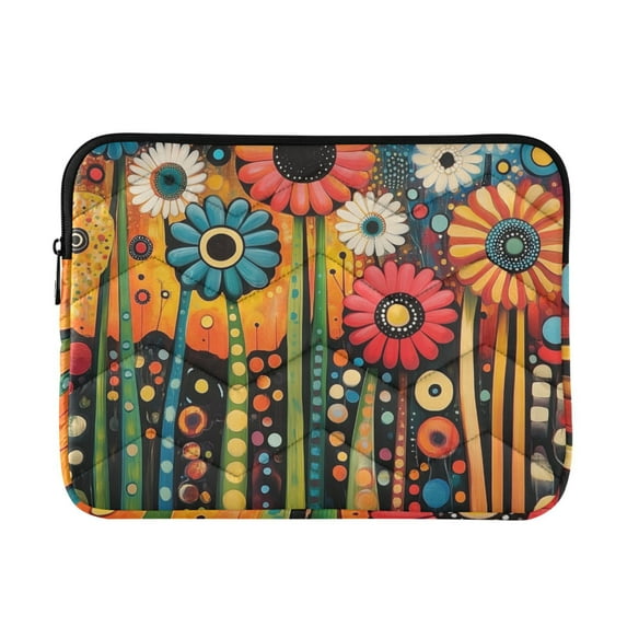 FORMRS 15-15.6 inch Laptop Sleeve Case Soft Carrying Quilted Computer Bag Cover, Red Colorful Flowers with Dots