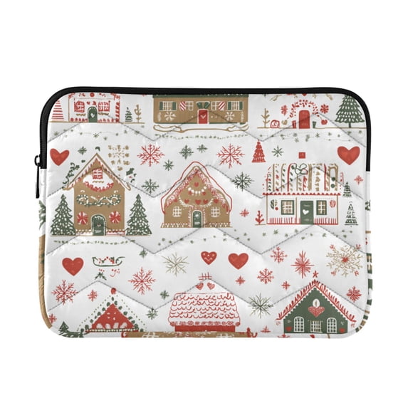FORMRS 15-15.6 inch Laptop Sleeve Case Soft Carrying Quilted Computer Bag Cover, Red Nordic Christmas House