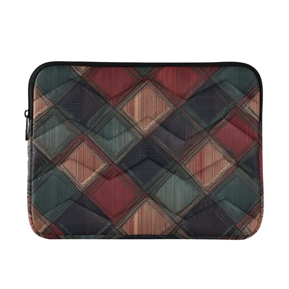 FORMRS 15-15.6 inch Laptop Sleeve Case Soft Carrying Quilted Computer Bag Cover, Red Tartan Pattern