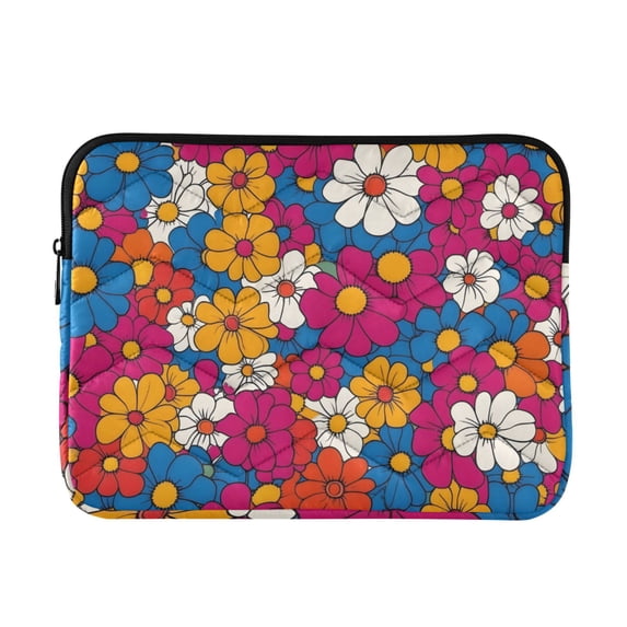 FORMRS 15-15.6 inch Laptop Sleeve Case Soft Carrying Quilted Computer Bag Cover, Red Whimsical Floral