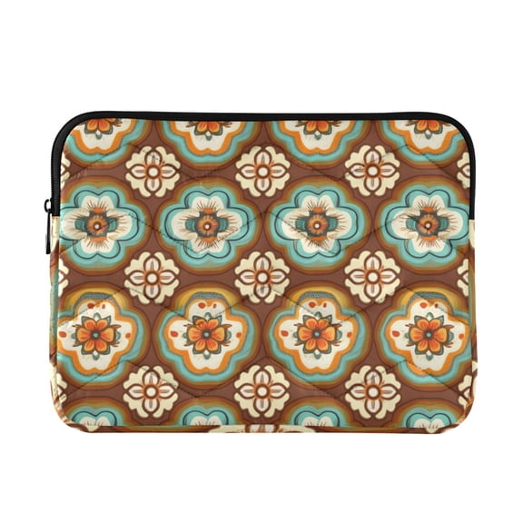 FORMRS 15"-15.6" Laptop Sleeve Protective Case Soft Carrying Quilted Computer Bag Cover, Retro Blossom Flower