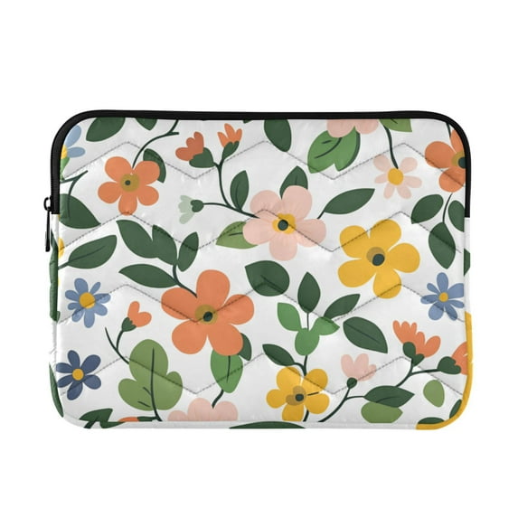 FORMRS 15"-15.6" Laptop Sleeve Protective Case Soft Carrying Quilted Computer Bag Cover, Retro Colorful Flowers