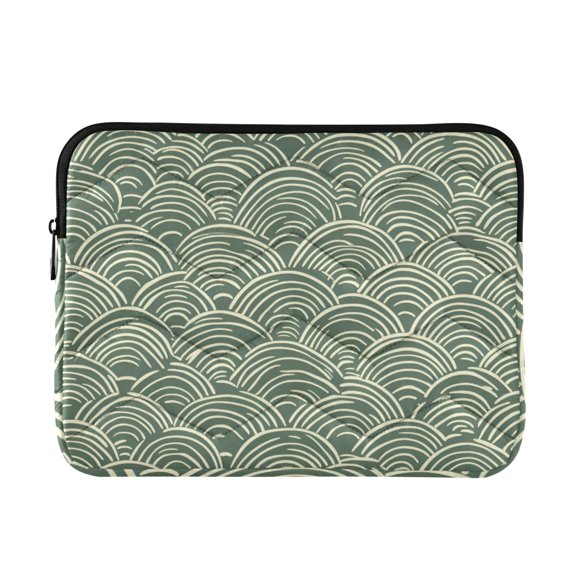 FORMRS 15"-15.6" Laptop Sleeve Protective Case Soft Carrying Quilted Computer Bag Cover, Retro Green Abstract