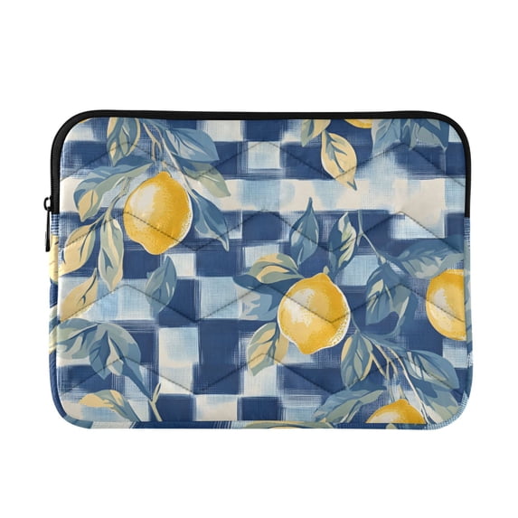 FORMRS 15-15.6 inch Laptop Sleeve Case Soft Carrying Quilted Computer Bag Cover, Retro Plaid Lemon
