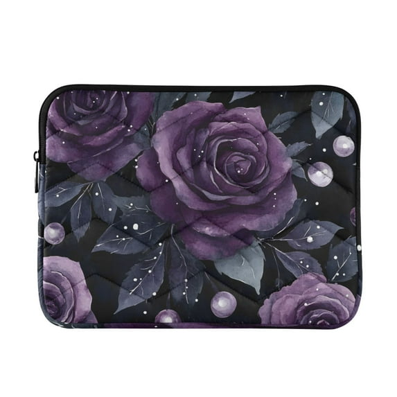 FORMRS 15"-15.6" Laptop Sleeve Protective Case Soft Carrying Quilted Computer Bag Cover, Roses and Pearls