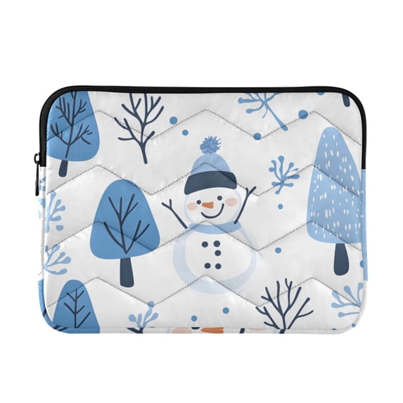 FORMRS 15"-15.6" Laptop Sleeve Protective Case Soft Carrying Quilted Computer Bag Cover, Simple Cartoon Snowmen
