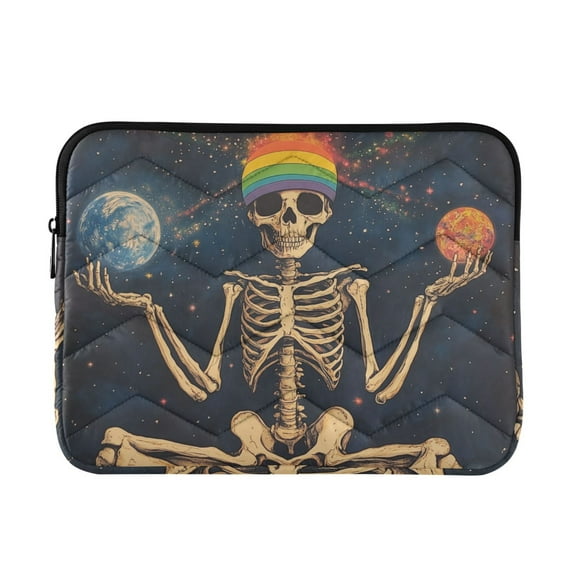 FORMRS 15"-15.6" Laptop Sleeve Protective Case Soft Carrying Quilted Computer Bag Cover, Skeleton with Rainbow