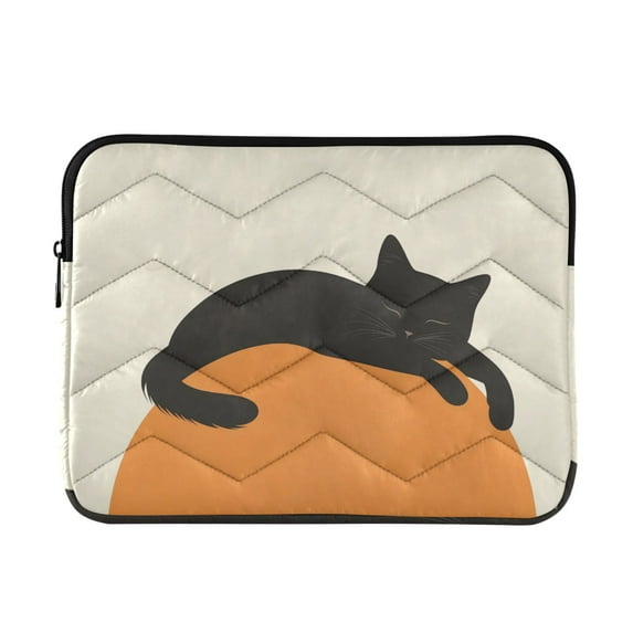 FORMRS 15"-15.6" Laptop Sleeve Protective Case Soft Carrying Quilted Computer Bag Cover, Sleeping Black Cat