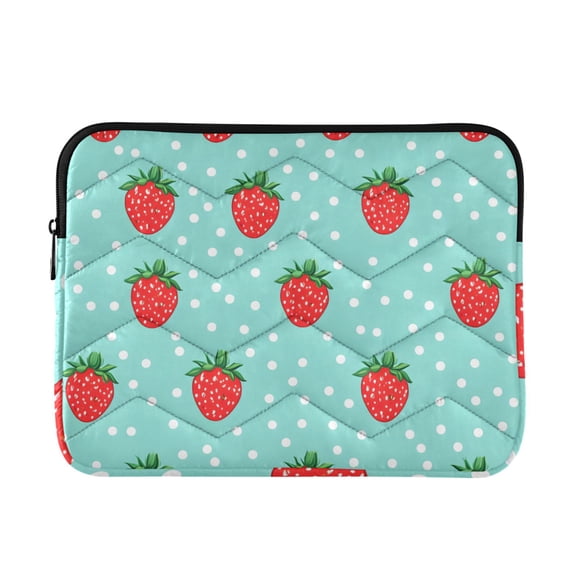 FORMRS 15-15.6 inch Laptop Sleeve Case Soft Carrying Quilted Computer Bag Cover, Strawberry Pattern
