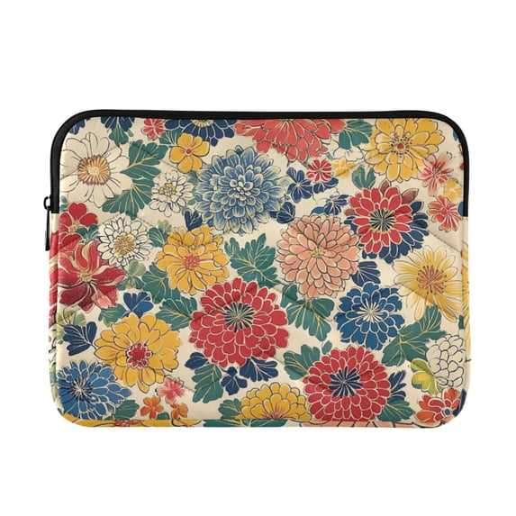 FORMRS 15-15.6 inch Laptop Sleeve Case Soft Carrying Quilted Computer Bag Cover, Vibrant Flowers Pattern