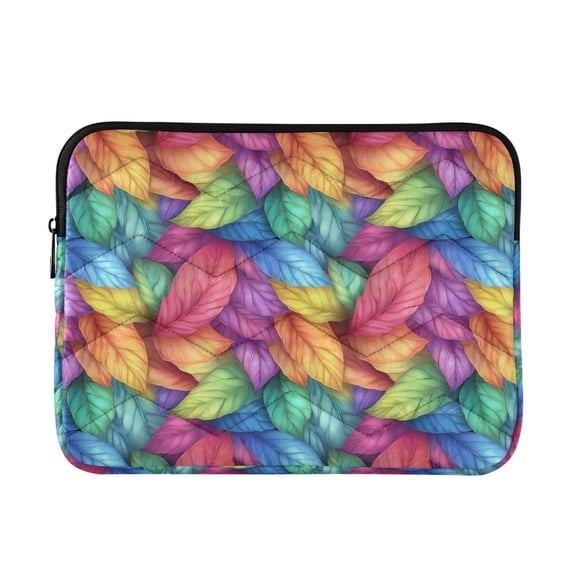 FORMRS 15"-15.6" Laptop Sleeve Protective Case Soft Carrying Quilted Computer Bag Cover, Vibrant Leaves Pattern