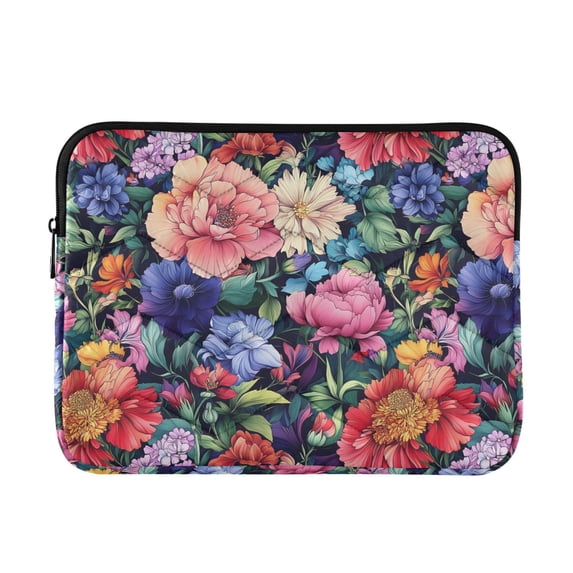 FORMRS 15-15.6 inch Laptop Sleeve Case Soft Carrying Quilted Computer Bag Cover, Vibrant Pink Floral Pattern
