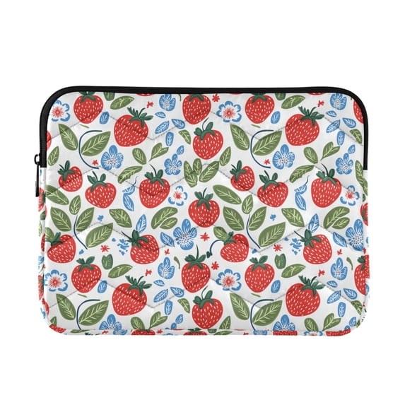 FORMRS 15"-15.6" Laptop Sleeve Protective Case Soft Carrying Quilted Computer Bag Cover, Vibrant Strawberries