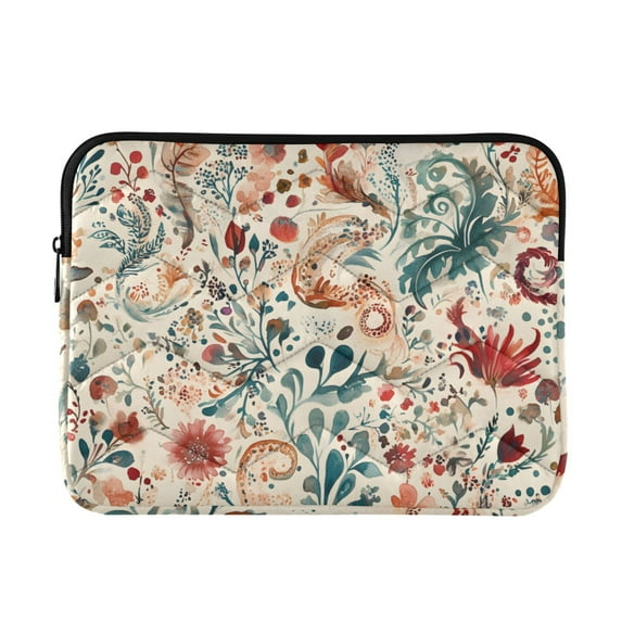 FORMRS 15"-15.6" Laptop Sleeve Protective Case Soft Carrying Quilted Computer Bag Cover, Watercolor Leaves
