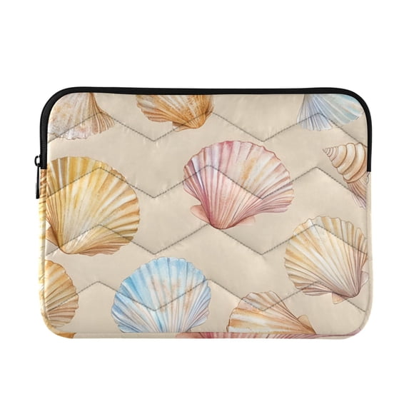FORMRS 15"-15.6" Laptop Sleeve Protective Case Soft Carrying Quilted Computer Bag Cover, Watercolor Seashell