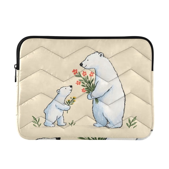 FORMRS 15-15.6 inch Laptop Sleeve Case Soft Carrying Quilted Computer Bag Cover, White Bears Pattern