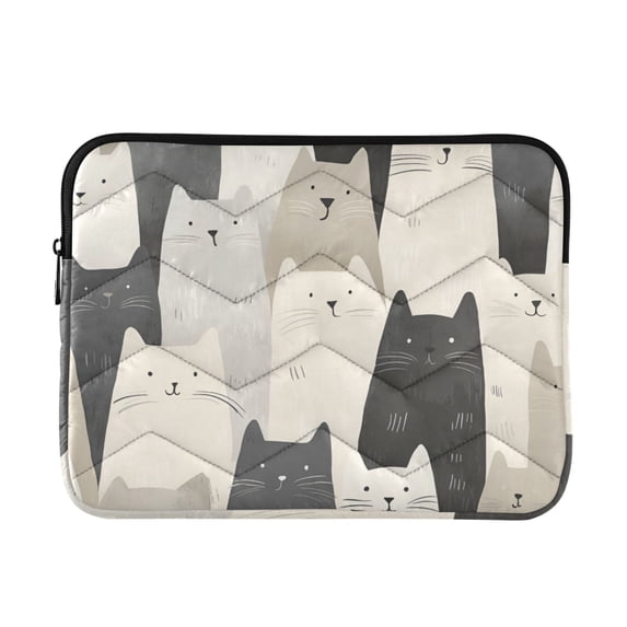 FORMRS 15-15.6 inch Laptop Sleeve Case Soft Carrying Quilted Computer Bag Cover, White Cute Cats