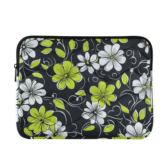 FORMRS 15-15.6 inch Laptop Sleeve Case Soft Carrying Quilted Computer Bag Cover, White Flower Pattern