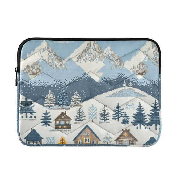 FORMRS 15-15.6 inch Laptop Sleeve Case Soft Carrying Quilted Computer Bag Cover, Winter Village Serenity