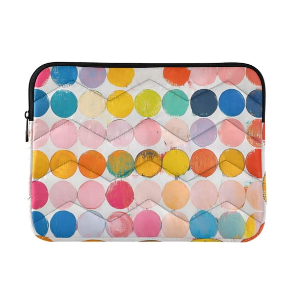 FORMRS 15"-15.6" Laptop Sleeve Protective Case Soft Carrying Quilted Computer Bag Cover, Yellow Circles