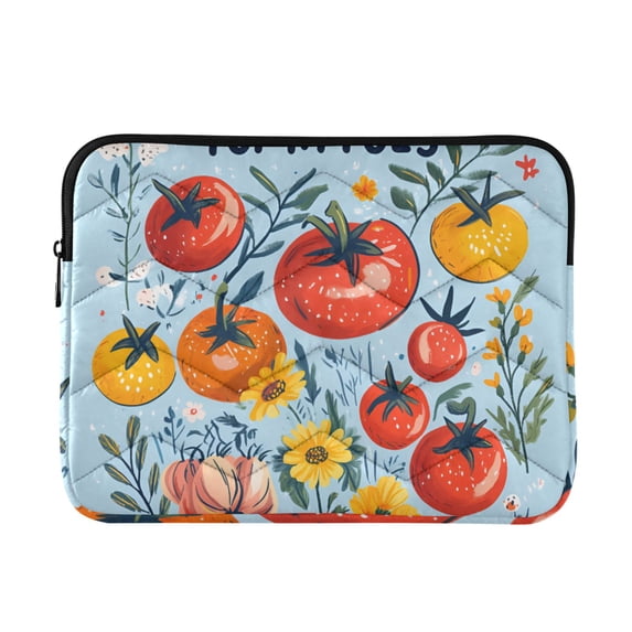 FORMRS 15-15.6 inch Laptop Sleeve Case Soft Carrying Quilted Computer Bag Cover, Yellow Floral Tomatoes