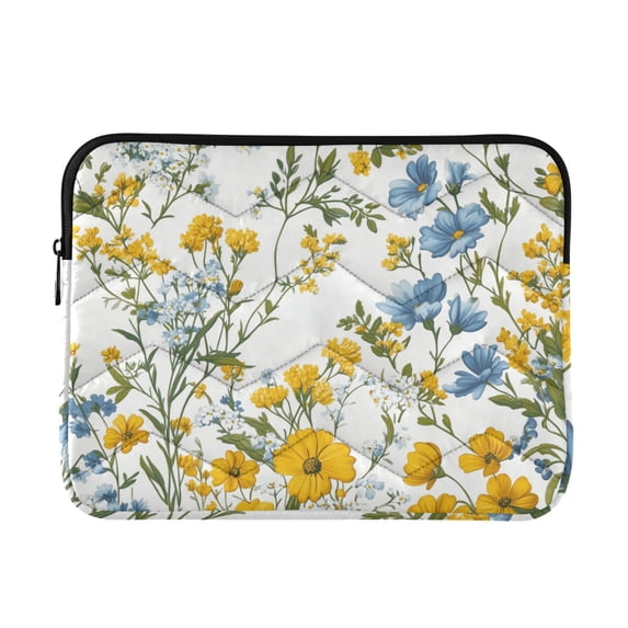 FORMRS 15"-15.6" Laptop Sleeve Protective Case Soft Carrying Quilted Computer Bag Cover, Yellow Floral