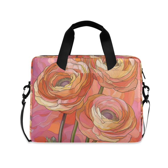 FORMRS 16" Laptop Bag Carrying Sleeve Case with Handle Travel Shoulder Briefcase, Abstract Pink Flowers