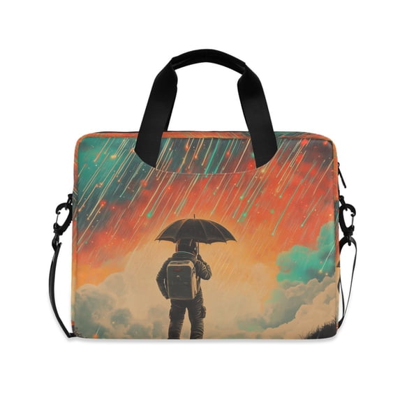 FORMRS 16" Laptop Bag Carrying Sleeve Case with Handle Travel Shoulder Briefcase, Astronaut in Rain