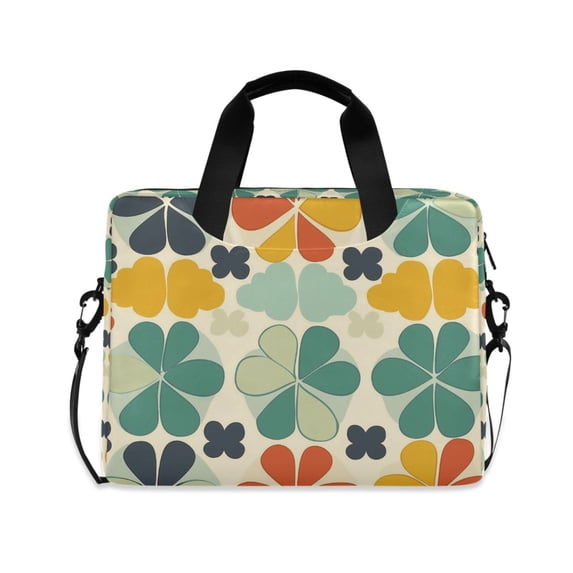 FORMRS 16" Laptop Bag Carrying Sleeve Case with Handle Travel Shoulder Briefcase, Beige Clover Pattern