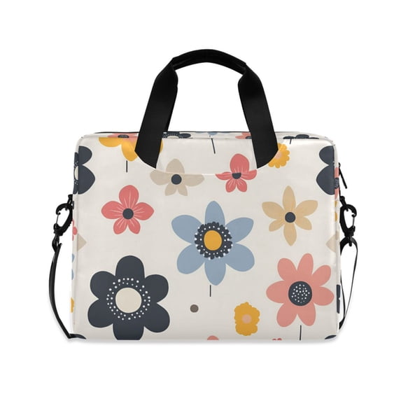 FORMRS 16" Laptop Bag Carrying Sleeve Case with Handle Travel Shoulder Briefcase, Beige Retro Flower