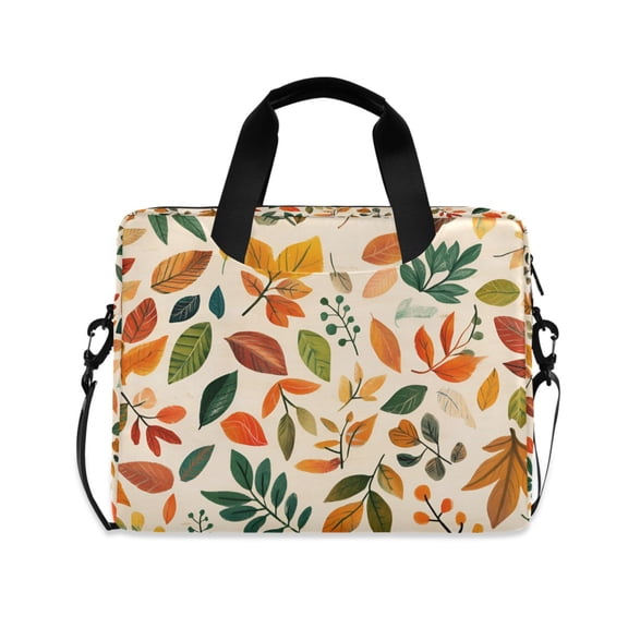 FORMRS 16" Laptop Bag Carrying Sleeve Case with Handle Travel Shoulder Briefcase, Beige Retro Leaves