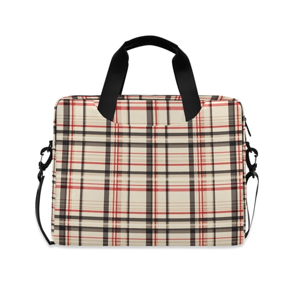 FORMRS 16" Laptop Bag Carrying Sleeve Case with Handle Travel Shoulder Briefcase, Black Tartan