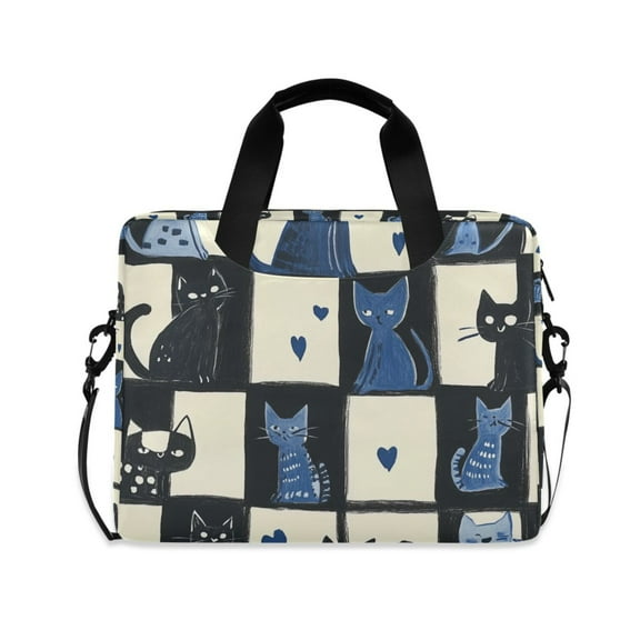 FORMRS 16" Laptop Sleeve Bag Carrying Case with Handle Travel Shoulder Briefcase, Black and Blue Cat