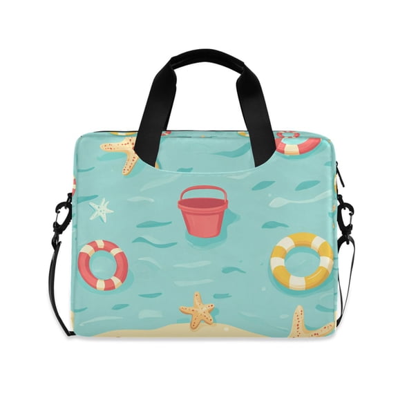 FORMRS 16" Laptop Bag Carrying Sleeve Case with Handle Travel Shoulder Briefcase, Blue Beach Pattern