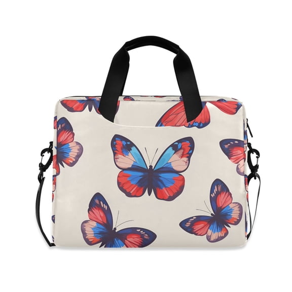 FORMRS 16" Laptop Bag Carrying Sleeve Case with Handle Travel Shoulder Briefcase, Blue Butterflies