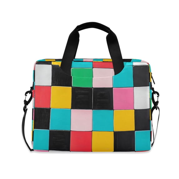 FORMRS 16" Laptop Bag Carrying Sleeve Case with Handle Travel Shoulder Briefcase, Blue Checkered Pattern