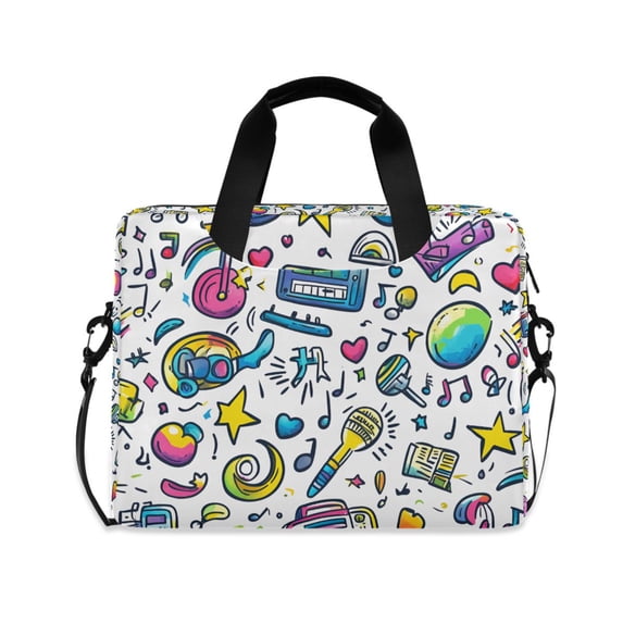 FORMRS 16" Laptop Bag Carrying Sleeve Case with Handle Travel Shoulder Briefcase, Blue Doodle Pattern