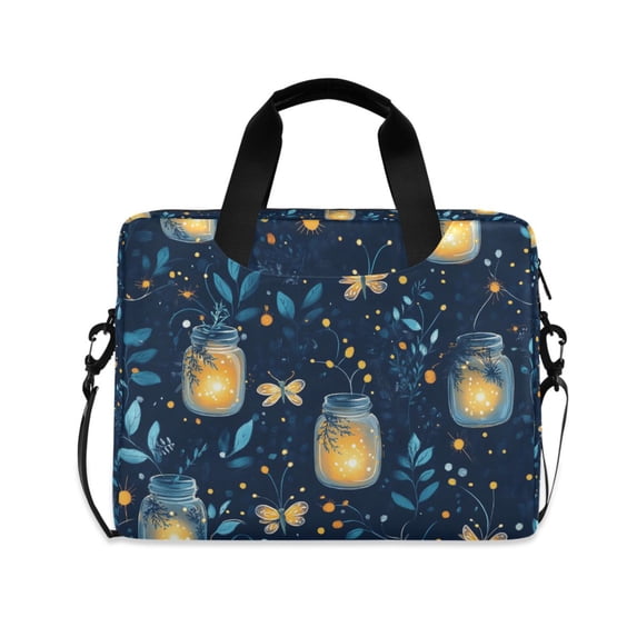 FORMRS 16" Laptop Bag Carrying Sleeve Case with Handle Travel Shoulder Briefcase, Blue Fireflies Pattern
