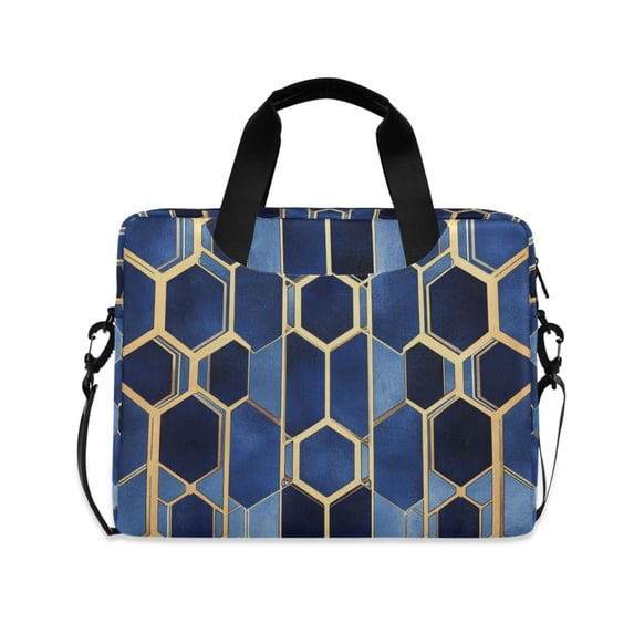FORMRS 16" Laptop Bag Carrying Sleeve Case with Handle Travel Shoulder Briefcase, Blue Hexagon Pattern