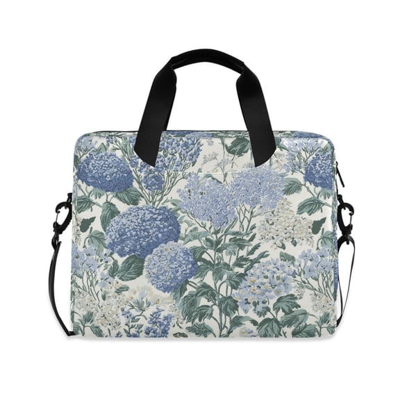 FORMRS 16" Laptop Bag Carrying Sleeve Case with Handle Travel Shoulder Briefcase, Blue Hydrangeas Pattern