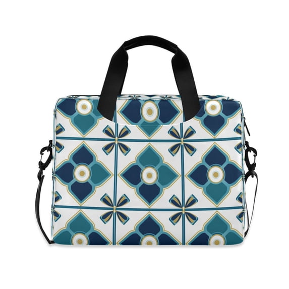 FORMRS 16" Laptop Bag Carrying Sleeve Case with Handle Travel Shoulder Briefcase, Blue Mosaic Pattern