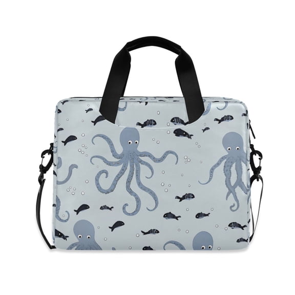 FORMRS 16" Laptop Sleeve Bag Carrying Case with Handle Travel Shoulder Briefcase, Blue Octopus Pattern